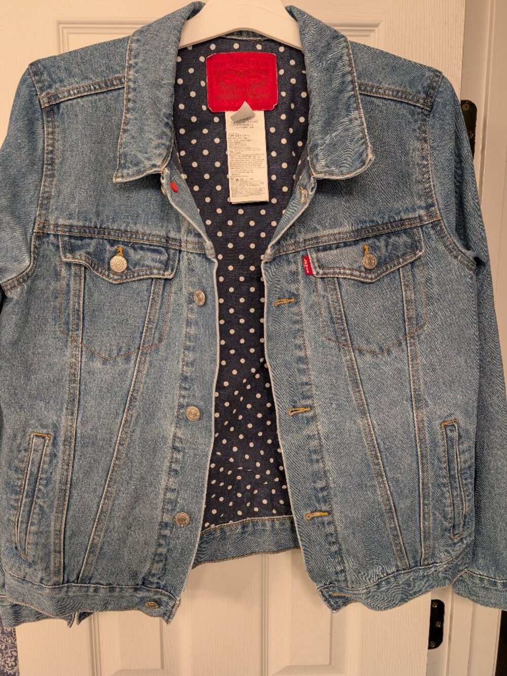Levi’s Denim Trucker Jean Jacket Polka Dot Lined - Youth XL